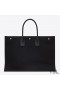 Yves Saint Laurent Rive Gauche Tote In Linen And Leather Black