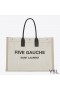 Yves Saint Laurent Rive Gauche Tote In Linen And Leather White