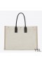 Yves Saint Laurent Rive Gauche Tote In Linen And Leather White