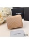 Yves Saint Laurent Small Cassandra Bifold Wallet In Crinkled Matelasse Leather Apricot