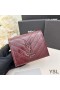 Yves Saint Laurent Small Cassandra Bifold Wallet In Crinkled Matelasse Leather Burgundy