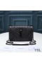 Yves Saint Laurent Small Envelope Chain Bag In Mixed Grained Matelasse Leather Black