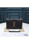 Yves Saint Laurent Small Envelope Chain Bag In Mixed Grained Matelasse Leather Black/Gold