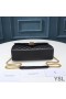 Yves Saint Laurent Small Envelope Chain Bag In Mixed Grained Matelasse Leather Black/Gold
