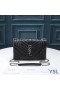 Yves Saint Laurent Small Envelope Chain Bag In Mixed Grained Matelasse Leather Black/Silver