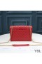 Yves Saint Laurent Small Envelope Chain Bag In Mixed Grained Matelasse Leather Red/Gold