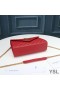 Yves Saint Laurent Small Envelope Chain Bag In Mixed Grained Matelasse Leather Red/Gold