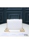 Yves Saint Laurent Small Envelope Chain Bag In Mixed Grained Matelasse Leather White/Gold