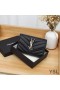 Yves Saint Laurent Small Envelope Flap Wallet In Grained Matelasse Leather Black/Gold