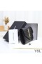 Yves Saint Laurent Small Envelope Flap Wallet In Grained Matelasse Leather Black/Gold
