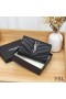 Yves Saint Laurent Small Envelope Flap Wallet In Grained Matelasse Leather Black/Silver