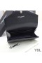 Yves Saint Laurent Small Envelope Flap Wallet In Grained Matelasse Leather Black/Silver