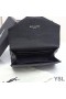 Yves Saint Laurent Small Envelope Flap Wallet In Grained Matelasse Leather Black