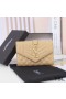 Yves Saint Laurent Small Envelope Flap Wallet In Mixed Grained Matelasse Leather Apricot/Gold