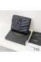 Yves Saint Laurent Small Envelope Trifold Wallet In Grained Matelasse Leather Black