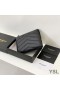 Yves Saint Laurent Small Envelope Trifold Wallet In Grained Matelasse Leather Black