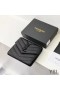 Yves Saint Laurent Small Envelope Trifold Wallet In Grained Matelasse Leather Black