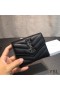 Yves Saint Laurent Small Envelope Trifold Wallet In Grained Matelasse Leather Black/Silver