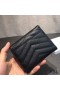 Yves Saint Laurent Small Envelope Trifold Wallet In Grained Matelasse Leather Black/Silver