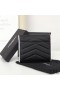 Yves Saint Laurent Small Envelope Trifold Wallet In Mixed Grained Matelasse Leather Black/White