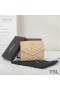 Yves Saint Laurent Small Gaby Trifold Wallet In Quilted Lambskin Apricot/Gold