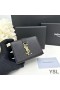 Yves Saint Laurent Small Line Bifold Wallet In Grained Leather Black/Gold