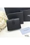Yves Saint Laurent Small Line Bifold Wallet In Grained Leather Black/Gold
