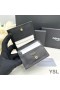 Yves Saint Laurent Small Line Bifold Wallet In Grained Leather Black/Gold