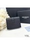 Yves Saint Laurent Small Line Bifold Wallet In Grained Leather Black/Silver