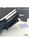 Yves Saint Laurent Small Line Bifold Wallet In Grained Leather Black/Silver