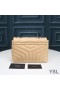 Yves Saint Laurent Small Loulou Chain Bag In Y Matelasse Leather Apricot/Silver