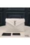 Yves Saint Laurent Small Loulou Chain Bag In Y Matelasse Leather White/Silver