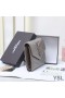 Yves Saint Laurent Small Monogram Trifold Wallet In Crinkled Matelasse Leather Grey
