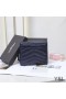 Yves Saint Laurent Small Monogram Trifold Wallet In Crinkled Matelasse Leather Navy Blue
