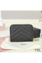 Yves Saint Laurent Small Monogram Zip Around Wallet In Grained Matelasse Leather Black/Gold