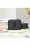 Yves Saint Laurent Small Monogram Zip Around Wallet In Grained Matelasse Leather Black