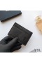 Yves Saint Laurent Tiny Monogram Card Case In Grained Leather Black