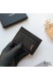 Yves Saint Laurent Tiny Monogram Card Case In Grained Leather Black/Silver