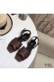Yves Saint Laurent Tribute Flat Sandals In Smooth Leather Burgundy