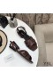 Yves Saint Laurent Tribute Flat Sandals In Smooth Leather Burgundy