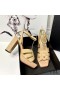 Yves Saint Laurent Tribute Platform Sandals In Patent Leather Beige