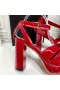 Yves Saint Laurent Tribute Platform Sandals In Patent Leather Red