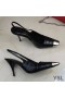 Yves Saint Laurent Vesper Slingback Pumps In Alligator Leather Black