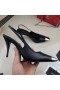 Yves Saint Laurent Vesper Slingback Pumps In Leather Black