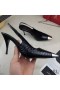 Yves Saint Laurent Vesper Slingback Pumps In Stone Grain Leather Black