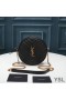 Yves Saint Laurent Vinyle Round Camera Bag In Grained Matelasse Leather Black/Gold