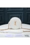 Yves Saint Laurent Vinyle Round Camera Bag In Grained Matelasse Leather White/Gold