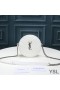 Yves Saint Laurent Vinyle Round Camera Bag In Grained Matelasse Leather White/Silver