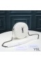 Yves Saint Laurent Vinyle Round Camera Bag In Grained Matelasse Leather White/Silver