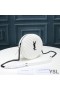 Yves Saint Laurent Vinyle Round Camera Bag In Grained Matelasse Leather White